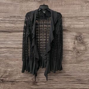 Nubby Black Crochet Cardigan